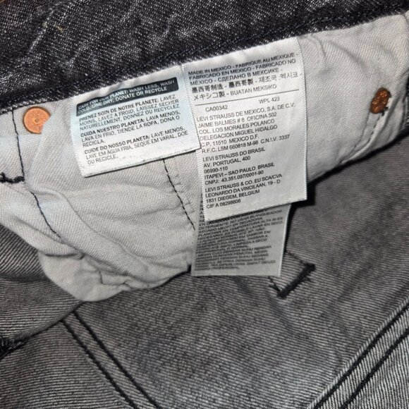 Levi's 501 CT Jeans Mens 38x32 (38x31) Button Fly Black Acid Wash Denim Straight - Picture 4 of 10